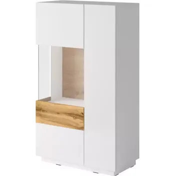 Vinotéka Vitrína Silke 80 cm Dub Wotan/Bílá Lesk 139x80x40 cm