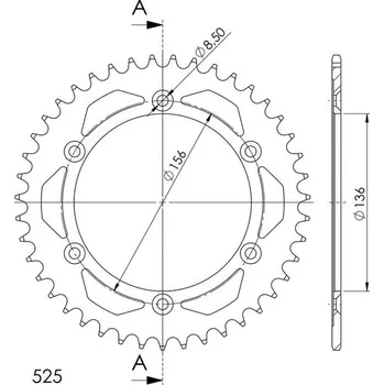 Řetězová sada pro motocykl SUPERSPROX Řetězová rozeta SUPERSPROX RFE-1791:43-BLK černý 43 zubů, 525