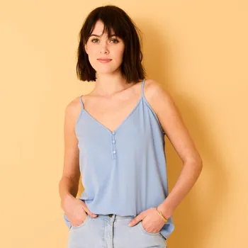 Jednobarevný krepový top, recyklovaný polyester modrošedá 46