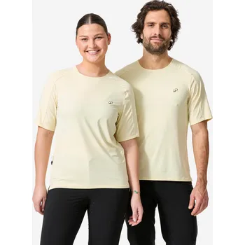 Cyklistické oblečení ROCKRIDER Unisex cyklistický dres s krátkým rukávem na horské kolo 500 L KAŠTANOVÁ|ŽLUTÁ