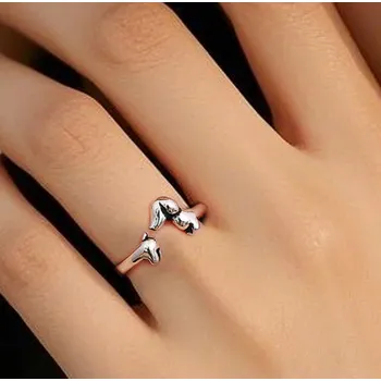 Prsten Dámský prstýnek jezevčík Otevřený nastavitelný prsten Univerzální velikost Slitina mědi Roztomilý zvířecí design Pro milovníky psů