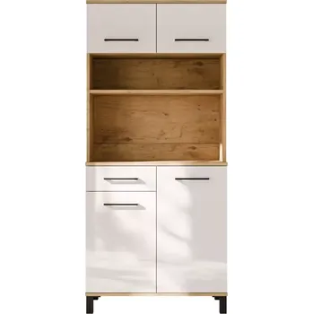 Obývací stěna Vitrína Linda bílá/dub lancelot 80 (Vigo) 177x80x40 cm