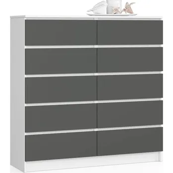 Komoda Vysoká šuplíková komoda SAVRILA - bílá / šedá