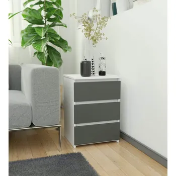 Noční stolek Malý noční stolek VALESTRA - bílý / tmavě šedý