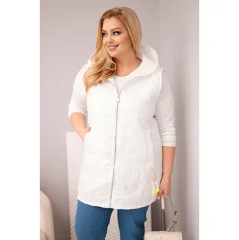 Dámská vesta Dámská vesta Plus Size s kapucí a květinovým prošíváním bílá Barva: Bílá, Velikost: universal