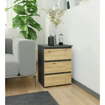 Noční stolek Malý noční stolek VALESTRA - tmavě šedý / dub artisan