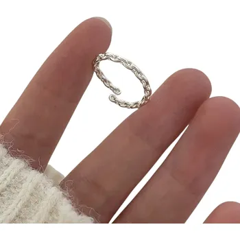 Prsten Elegantní dámský prstýnek Nastavitelná velikost Otevřený prsten s motivem řetězu Minimalistický design Gravírování Jemný módní doplněk