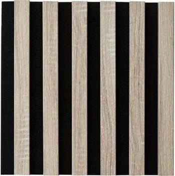 akustický panel Panel akustický černý podklad/lamely dub sonoma – 270×30×2 cm