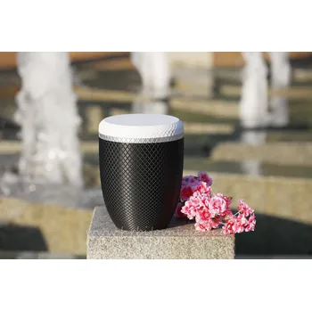 Smuteční dekorace Plastová urna dualtone stříbrný pásek 2.