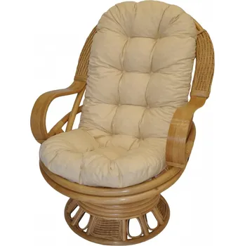 Křeslo Axin Trading s.r.o. Ratanové houpací křeslo Swivel Excelent medové polstr světle béžový melír