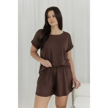 Pánské pyžamo 3565 DÁMSKÉ PYŽAMO PALOMA 2XL-3XL ČOKOLÁDA 3xl