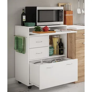 Servírovací stolek Vcm Kuchyňský vozík Kicha, bílý