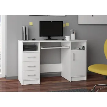 Psací stůl Počítačový stůl KARLION - bílý / bílý lesklý