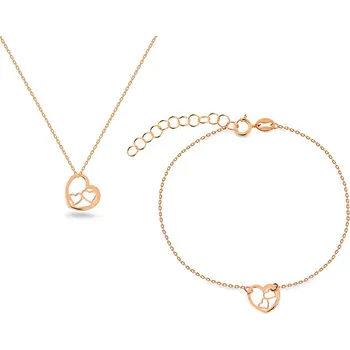 Souprava šperků Souprava z růžového zlata se srdíčkem IZ23443RS + dárkové balení LUXUS zdarma