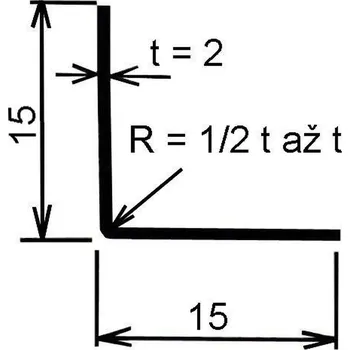 Stavební profil Jekl otevřený L 15×15×2 mm – 6 m
