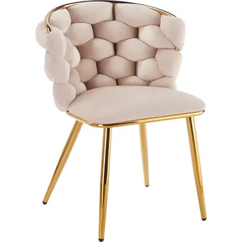 Jídelní židle Designová jídelní židle AURELIA Gold (béžová) - zlatý rám