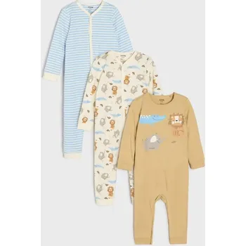 Kojenecké oblečení Sinsay - Bavlněný kojenecký overal 3 pack - krémová - 5328C-01X - 5328C-01X-80