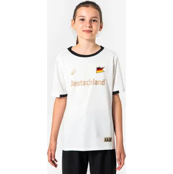 Fotbal KIPSTA Dětský fotbalový dres pro fanoušky Německa 12 LET BÍLÁ|ČERNÁ