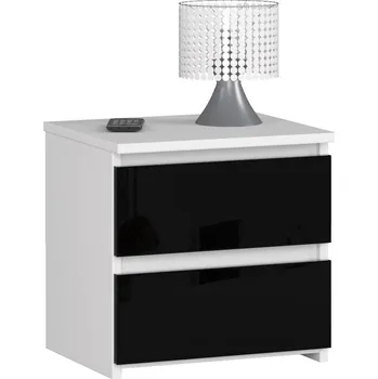 Noční stolek Noční stolek VALESTRA - bílý / černý lesklý