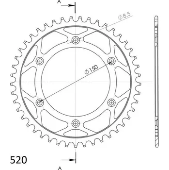 Řetězová sada pro motocykl SUPERSPROX Řetězová rozeta SUPERSPROX RFE-990:45-BLK černý 45 zubů, 520