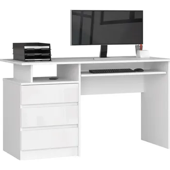 Počítačový stůl Počítačový stůl VALESTRA - bílý / bílý lesklý