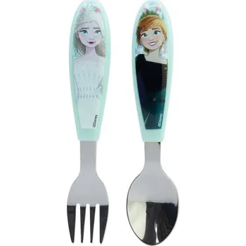 Příbor STOR Dětský příbor Disney Frozen – kovová lžíce a vidlička, ergonomický set 2 ks, 81018