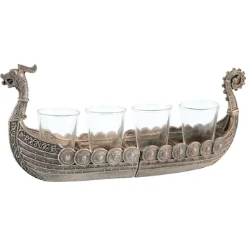 dekorace (podnos na 4 panáky) Viking ship