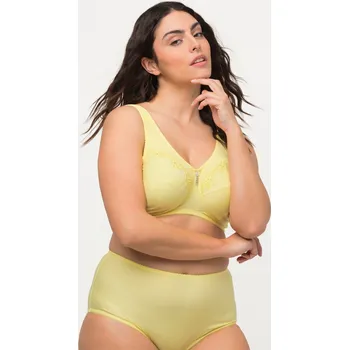 Podprsenka Ulla Popken, Plus size Odlehčující podprsenka, bez kostic, s přívěškem, košíčky C-G pro plnoštíhlé nadměrná velikost, 658495600-1102, žlutý, 95D, Nadměrné velikosti, Plus size oblečení, Oblečení pro boubelky, Oblečení pro baculky, Oblečení pro plnoštíhlé,