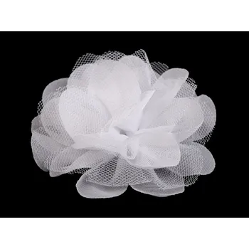 Šifónový květ Ø8 a 9 cm, střední, 5 (9 cm) bílá