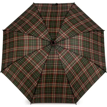 Deštník Vystřelovací deštník káro, střední, 6 zelená khaki