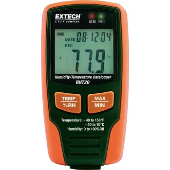 Extech RHT20 Datalogger pro měření vlhkosti a teploty, 0 procent rF-100 procent rF, Funkce dataloggeru