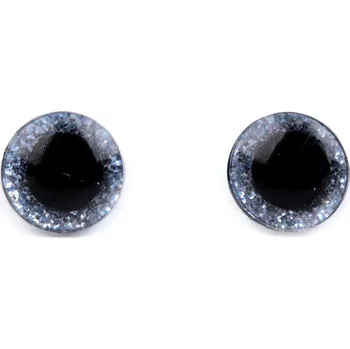 Oči glitrové s pojistkou Ø10 mm, malé, 6 (10) modrá jemná