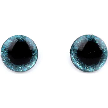 Oči glitrové s pojistkou Ø10 mm, malé, 7 tyrkys mořský