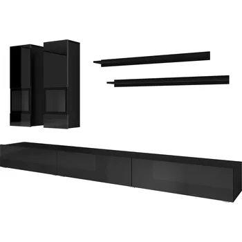 Obývací stěna MOB Alease Typ 10 (černá + lesk černý)