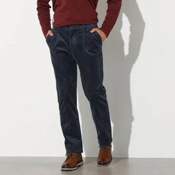 Manšestrové kalhoty, pružný pas nám. modrá 56