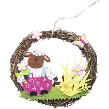 Věnec Věnec přírodní s filcovou ovečkou Ø 20 cm