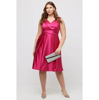 Dámské šaty Ulla Popken, Plus size Večerní šaty, A střih, řasení, výstřih do V, bez rukávů pro plnoštíhlé nadměrná velikost, 817135800-1010, růžový, 48, Nadměrné velikosti, Plus size oblečení, Oblečení pro boubelky, Oblečení pro baculky, Oblečení pro plnoštíhlé, Oble