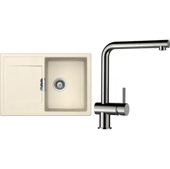 Granitový dřez Set Schock S5-3 (dřez Mono D-100S Magnolia + baterie Epos Nerezový vzhled)