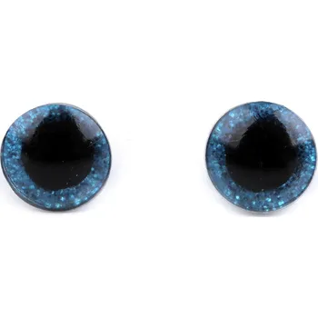 Oči glitrové s pojistkou Ø10 mm, malé, 9 (9) modrá tyrkys
