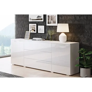 Komoda Kombinovaná komoda HARPER 150 - bílá / bílá lesk