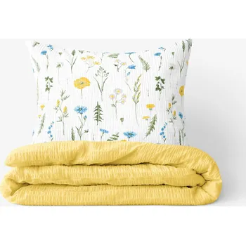 Povlečení Goldea Česká louka žlutá 2 díly 150 x 200 a 50 x 60 cm zip