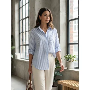 Dámská košile Pruhovaná dámská modrá košile, VELIKOST UNI ( XS, S, M )