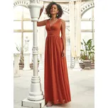 Elegantní maxi šaty s řasením v pase Barva: Oranžová, Velikost: 4XL