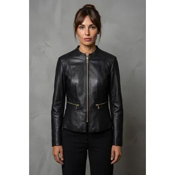 Dámský křivák MODERNÍ DÁMSKÁ KOŽENÁ BUNDA ČERNÁ Rino Pelle