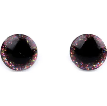 Oči glitrové s pojistkou Ø10 mm, malé, 5 cyklámenová