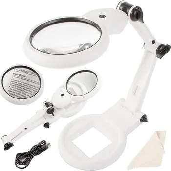 Lupa VERK GROUP Velká stolní klenotnická lupa s 18 LED diodami USB