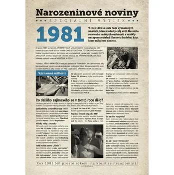 Narozeninové noviny 1981 s vlastní fotografií a textem S fotografií a textem