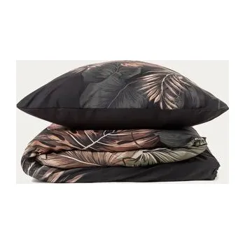 Pościel | EC FONCE | z mikrofibry czarna w liście | 140x200 + 1*70x80 cm | 767159