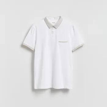 Reserved - Bavlněná polo košile slim - bílá - 037HM-00X - 037HM-00X-XXL