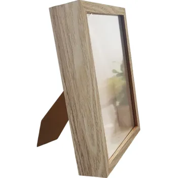 Hluboký dřevěný fotorámeček 21 x 30 cm na papír A4 Se sklem 3 cm vnitřní hloubka Stolní stojánek béžova